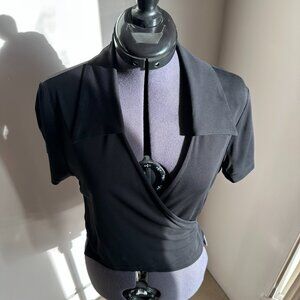 Babaton (Aritzia) Black Wrap Blouse – Modern Minimalist